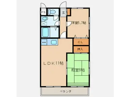 レイクランドI(2LDK/1階)の間取り写真