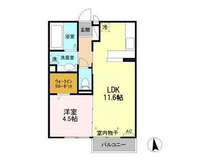 パルムドールA(1LDK/2階)の間取り写真