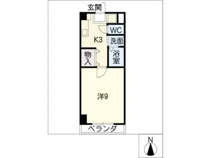 アヴェニューコート栗真B棟(1K/4階)の間取り写真