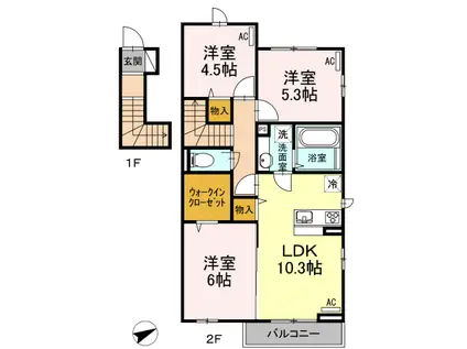 ウエストパーク西台(3LDK/2階)の間取り写真
