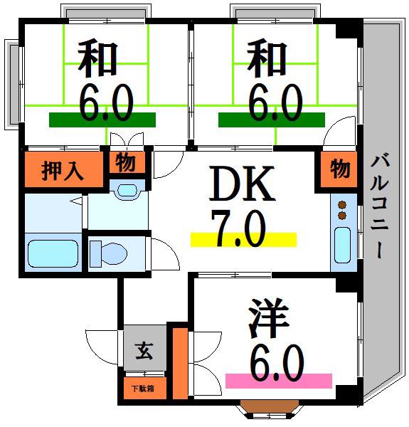 パークハイム(3DK/3階)の間取り写真