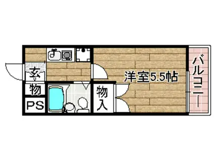 レリーサ真上(1K/3階)の間取り写真