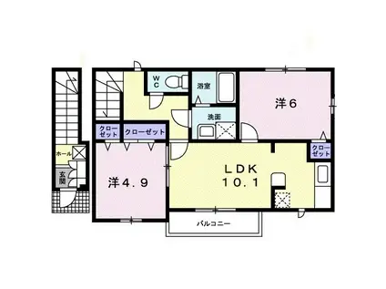 サニースマイル飯岡 A(2LDK/2階)の間取り写真