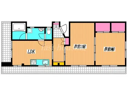 高麗ハイツ(2LDK/3階)の間取り写真