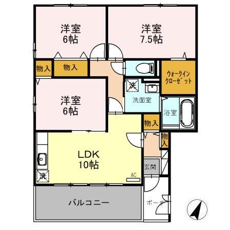 ブランシェハウスB(3LDK/2階)の間取り写真