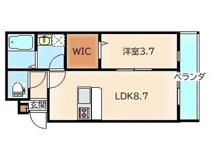 ボナール検見川(1LDK/1階)の間取り写真