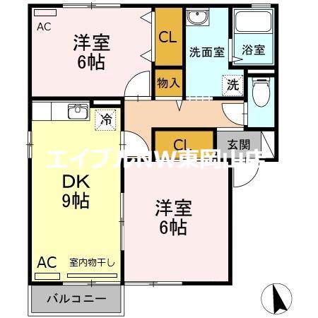 第3エバーグリーン(2DK/2階)の間取り写真