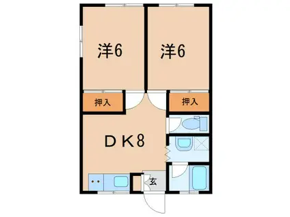 ハイツ果林(2DK/1階)の間取り写真