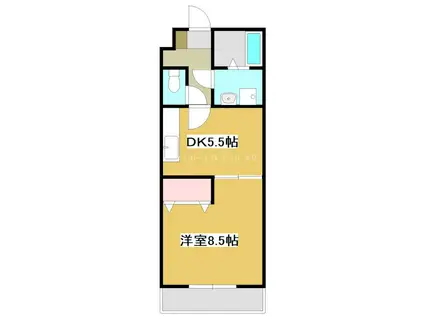 フォールズ(1DK/2階)の間取り写真