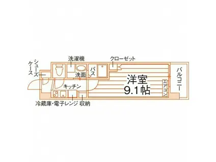 UNITWINTOWERETERNITY(1K/2階)の間取り写真