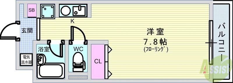 アルテ曽根(ワンルーム/3階)の間取り写真