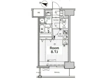 プログレッソ八田(ワンルーム/7階)の間取り写真