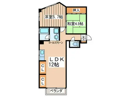 サンリス調布 10E(2LDK/1階)の間取り写真