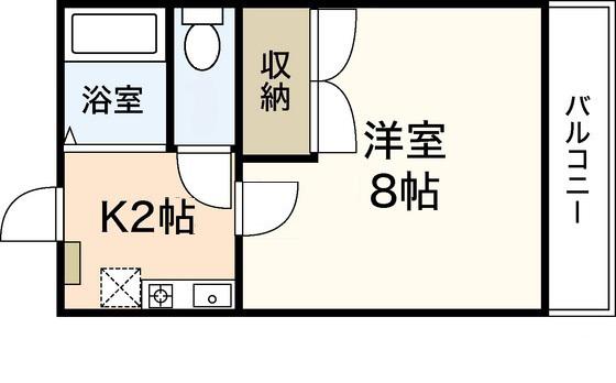 ステイタスオブ大野(1K/2階)の間取り写真