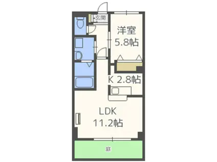 エクセルハイムMASAKI(1LDK/1階)の間取り写真