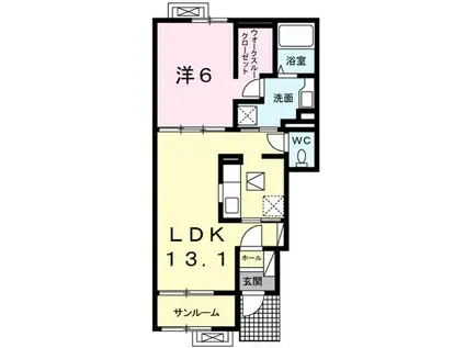 メル カノン2(1LDK/1階)の間取り写真