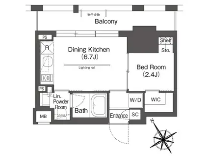 ブルロック後楽園(1DK/8階)の間取り写真