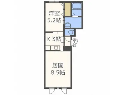 グランメール 本通11(1LDK/4階)の間取り写真