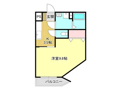 ティアラ植松(1K/1階)の間取り写真