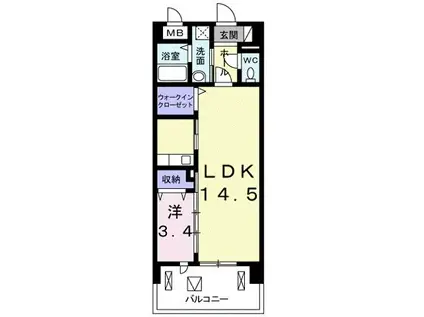 シャロミエール(1LDK/1階)の間取り写真