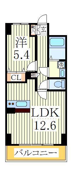 MURRAY HILL(1LDK/7階)の間取り写真