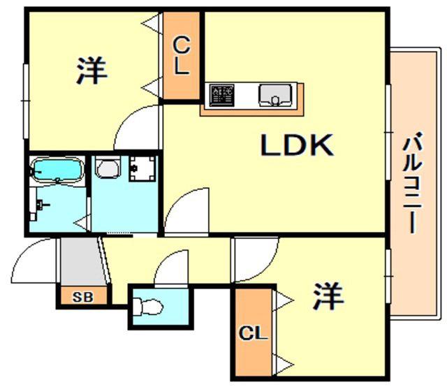 ミントハウス(2LDK/1階)の間取り写真