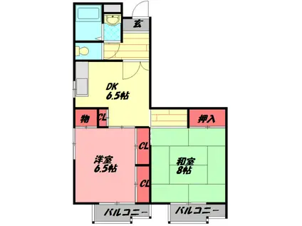 千山マンションII(2DK/3階)の間取り写真