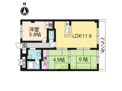 プルーリオン椥辻(3LDK/2階)の間取り写真