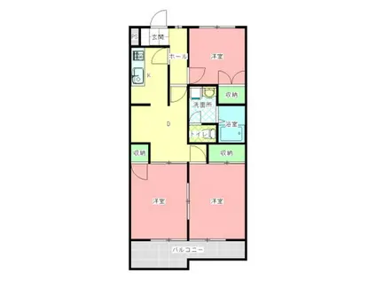 シャトレロキシアンB棟(3DK/1階)の間取り写真