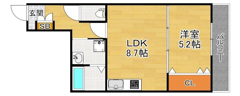 プレミアムコート津田元町(1LDK/2階)の間取り写真