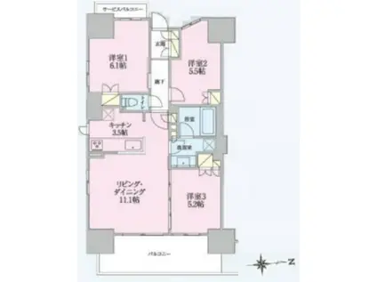 トラープランド翠命館(3LDK/6階)の間取り写真