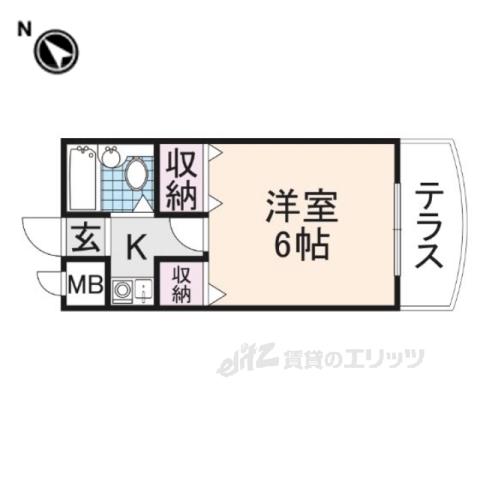カルム学園前(1K/2階)の間取り写真