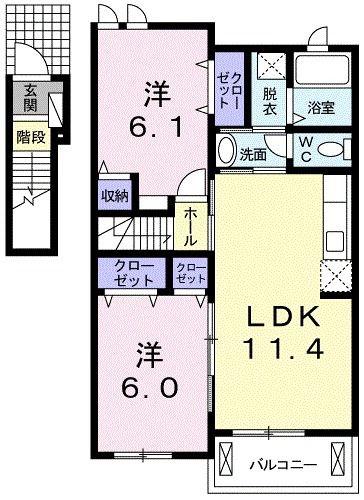 サンリットIK(2LDK/2階)の間取り写真