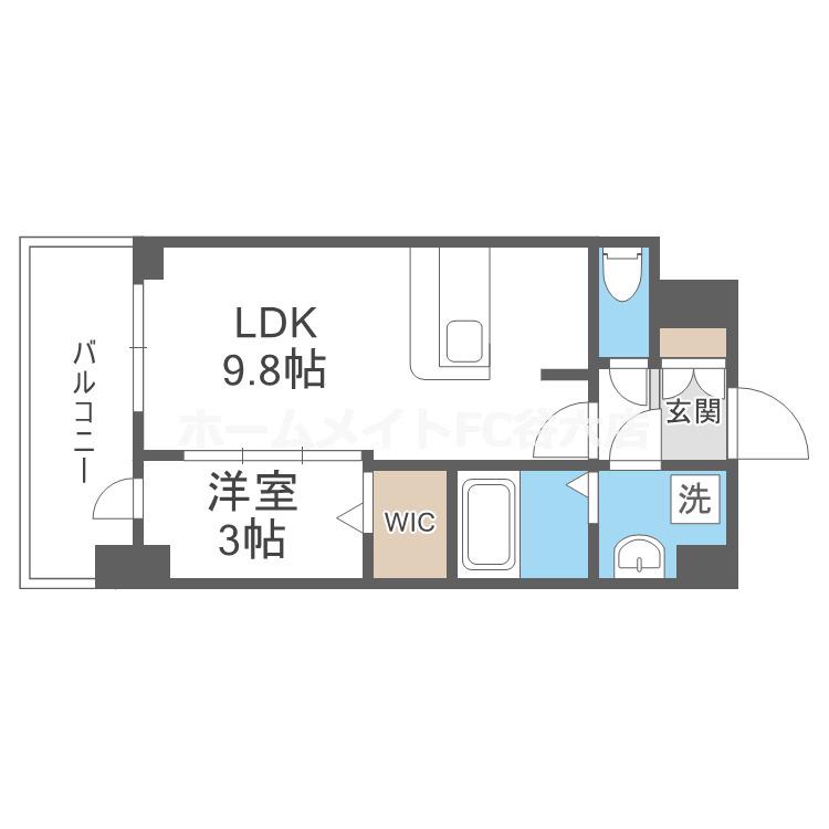 ALIVISドーム前(1LDK/6階)の間取り写真