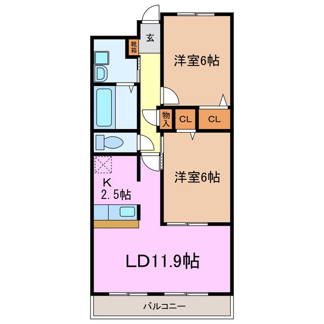TOGETHER ITO館(2LDK/3階)の間取り写真