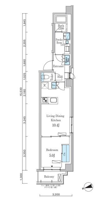 パークアクシス市谷左内町(1LDK/5階)の間取り写真