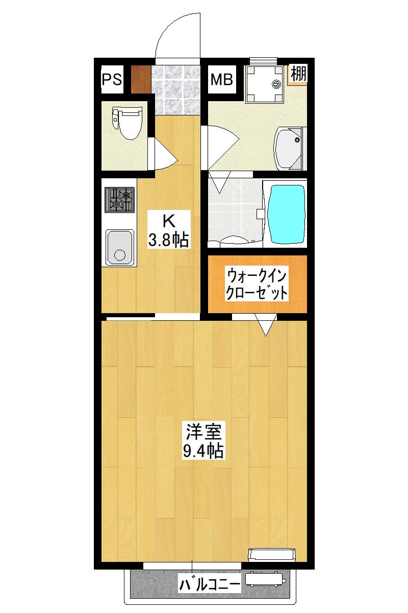 ハーバーサイドINB(1K/1階)の間取り写真