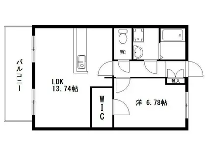 サウスコート(1LDK/2階)の間取り写真