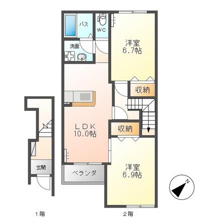 シンフォニーヒルズ(2LDK/2階)の間取り写真