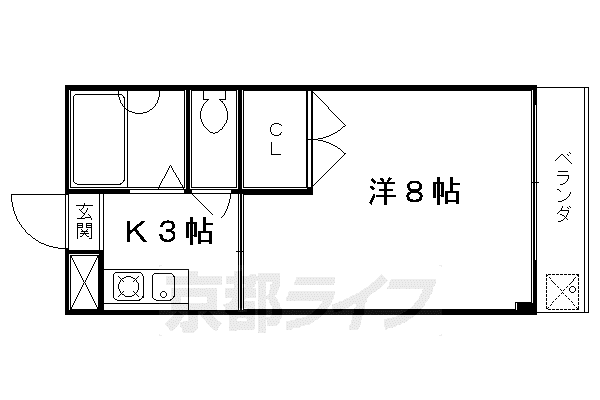MIREI紫野(1K/2階)の間取り写真