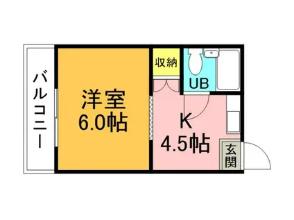 CASA120(1DK/2階)の間取り写真