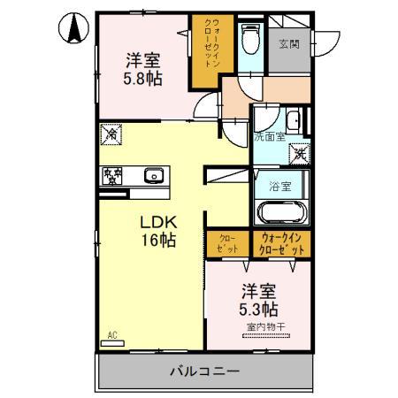 ラフォーレ堺(2LDK/2階)の間取り写真