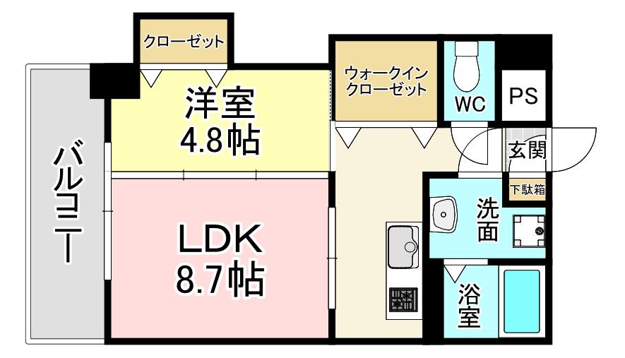 BASIC B.L.D.YAHATA(1LDK/6階)の間取り写真