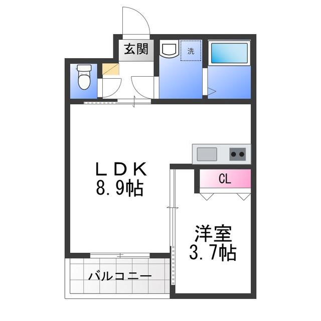 グレースヴィラ泉大津(1LDK/3階)の間取り写真