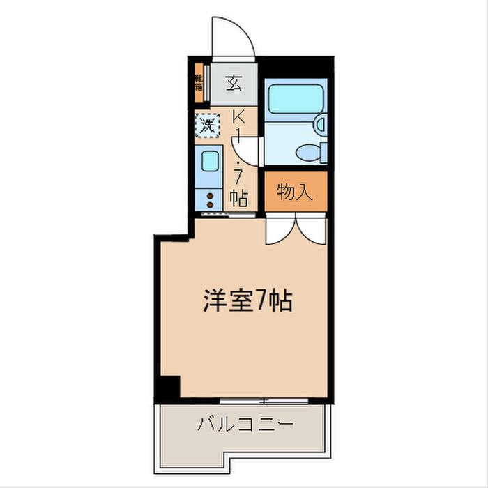 マンション如月(1K/2階)の間取り写真