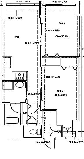 ハイツ天王寺1号館(2LDK/5階)の間取り写真