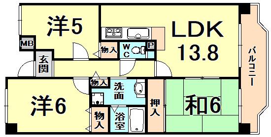 プリマヴェーラ(3LDK/6階)の間取り写真
