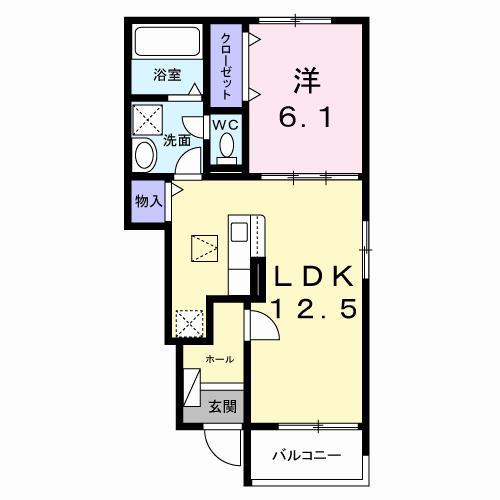 ＪＲ常磐線 日立駅 車で6分 2階建 築1年(1LDK/1階)の間取り写真