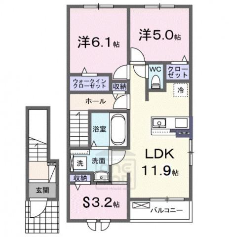 千里パークウェイⅡ(2SLDK/2階)の間取り写真