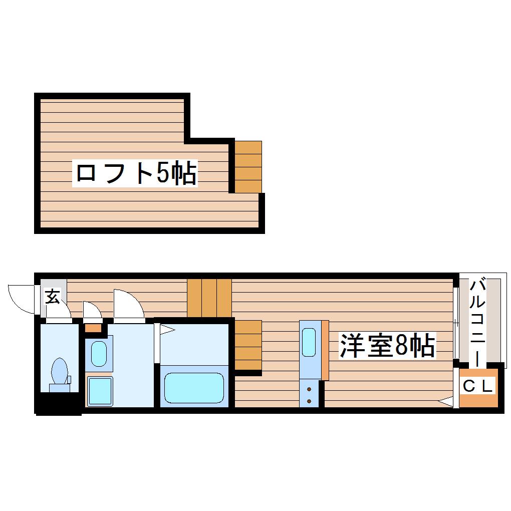 PRESTIGE旭ケ丘(1K/1階)の間取り写真
